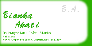 bianka apati business card
