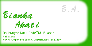 bianka apati business card